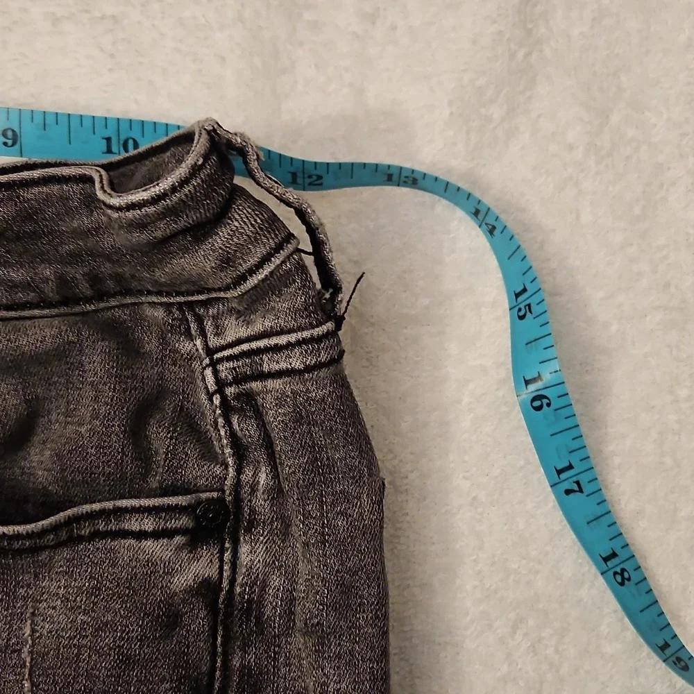 BALAM Women's Grey Skinny Jeans Stretch‎ Denim Distressed Zip Button